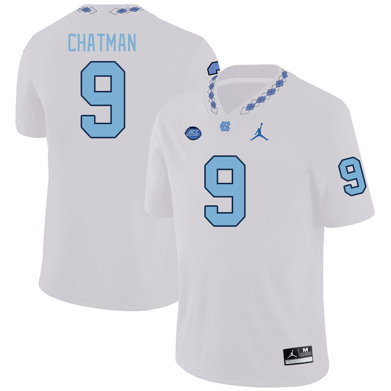 Men #9 Armani Chatman North Carolina Tar Heels College Football Jerseys Stitched-White